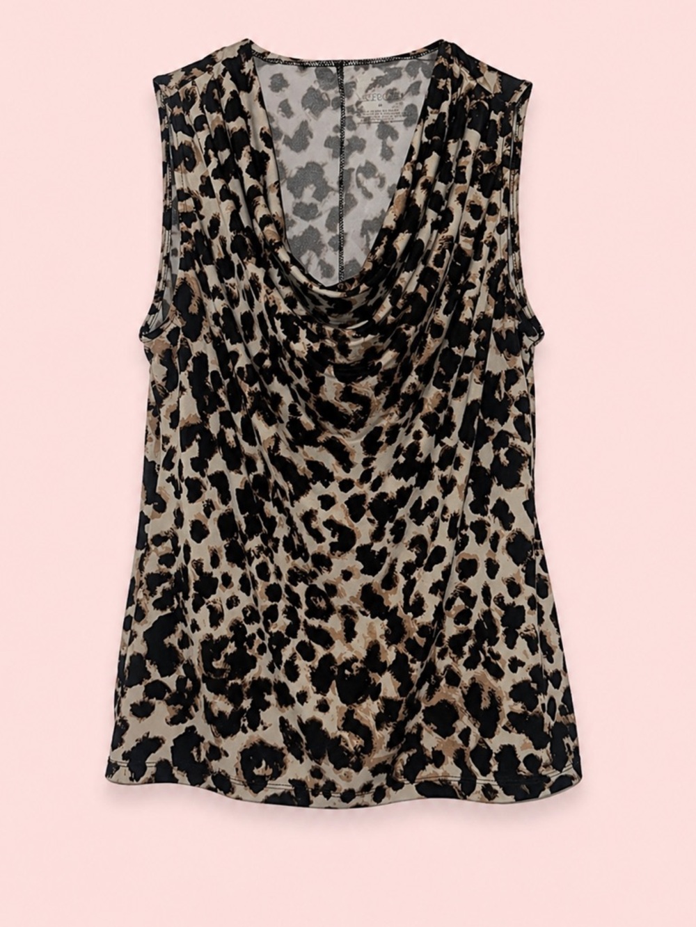 Merona Leopard Print Cowl Neck Sleeveless Blouse Size M